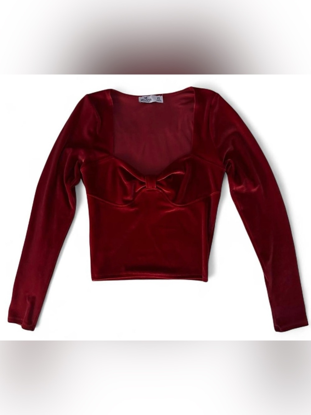 Red Velvet Long Sleeve Crop Top